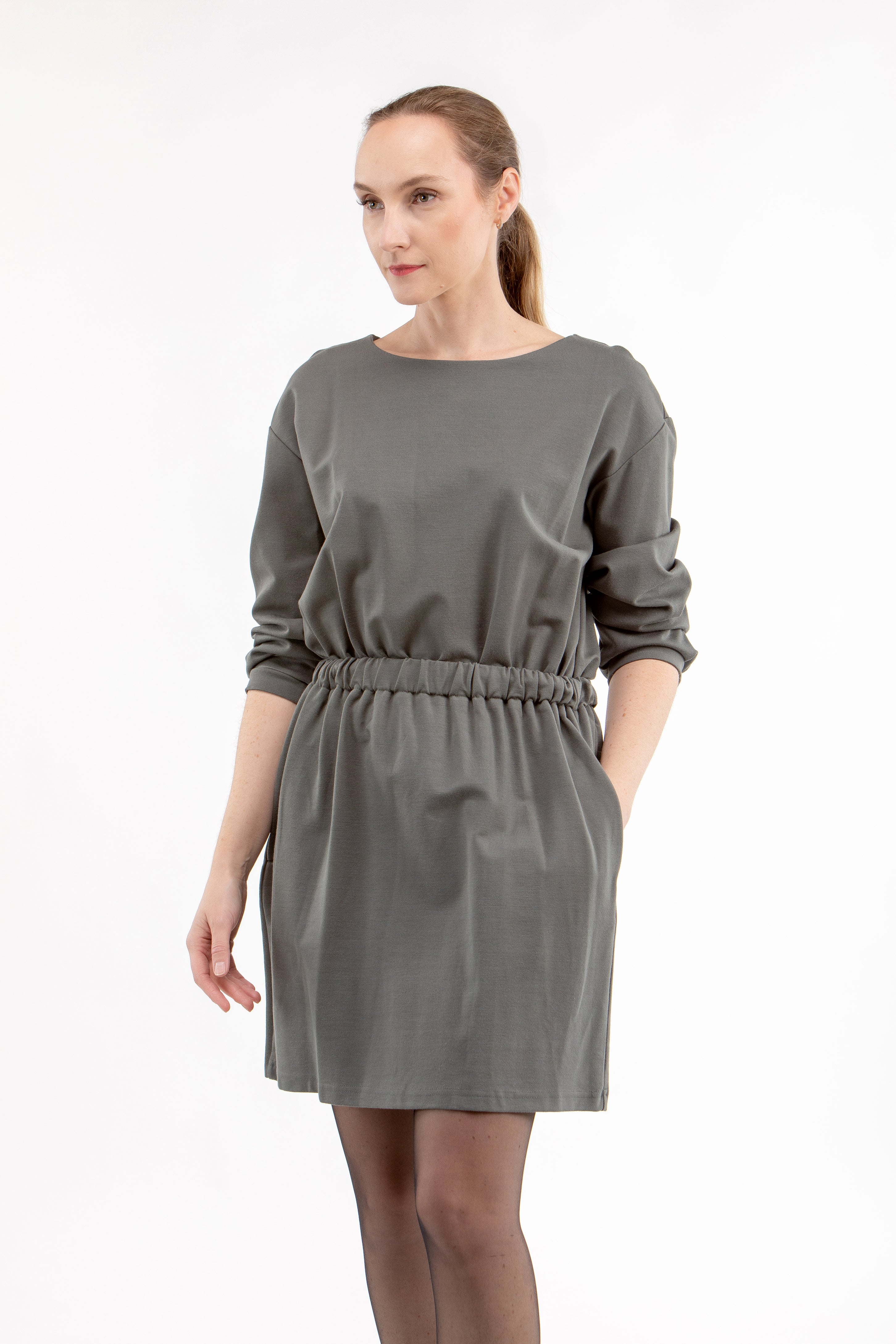 Italian Punto dress SHINE, — Structured Knit Wrinkle-Free