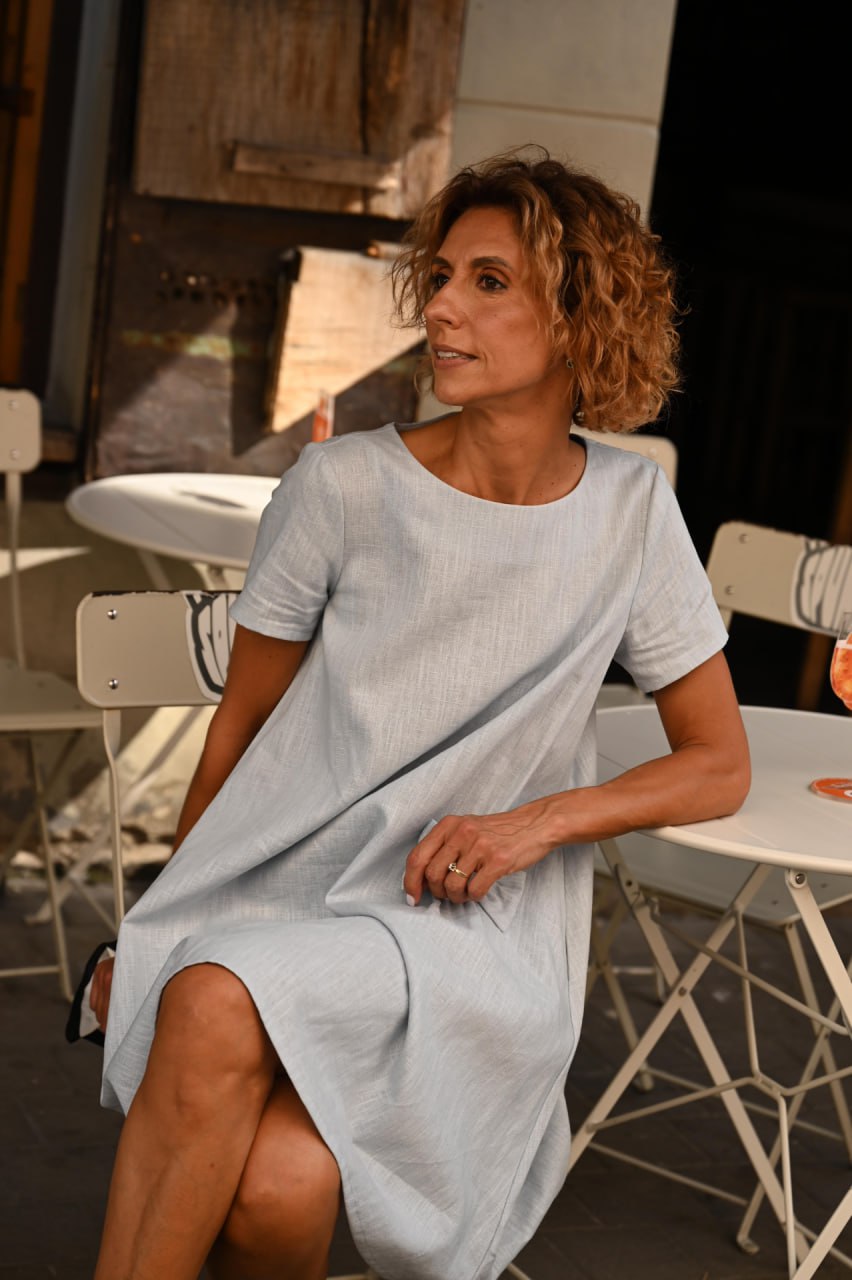 SUMMER KISS — Robe trapèze en lin à nœud