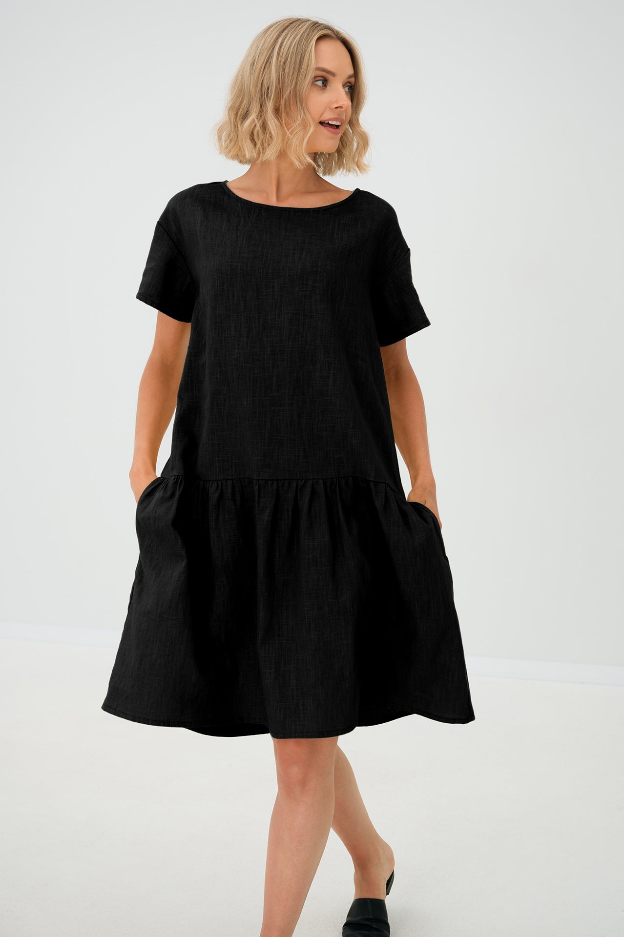 Linen Dress BLOSSOM — The Dress You'll Reach For First — Black#Color_Black