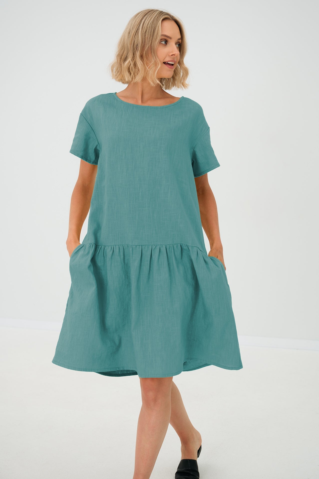 Linen Dress BLOSSOM — The Dress You'll Reach For First — Teal#Color_Teal