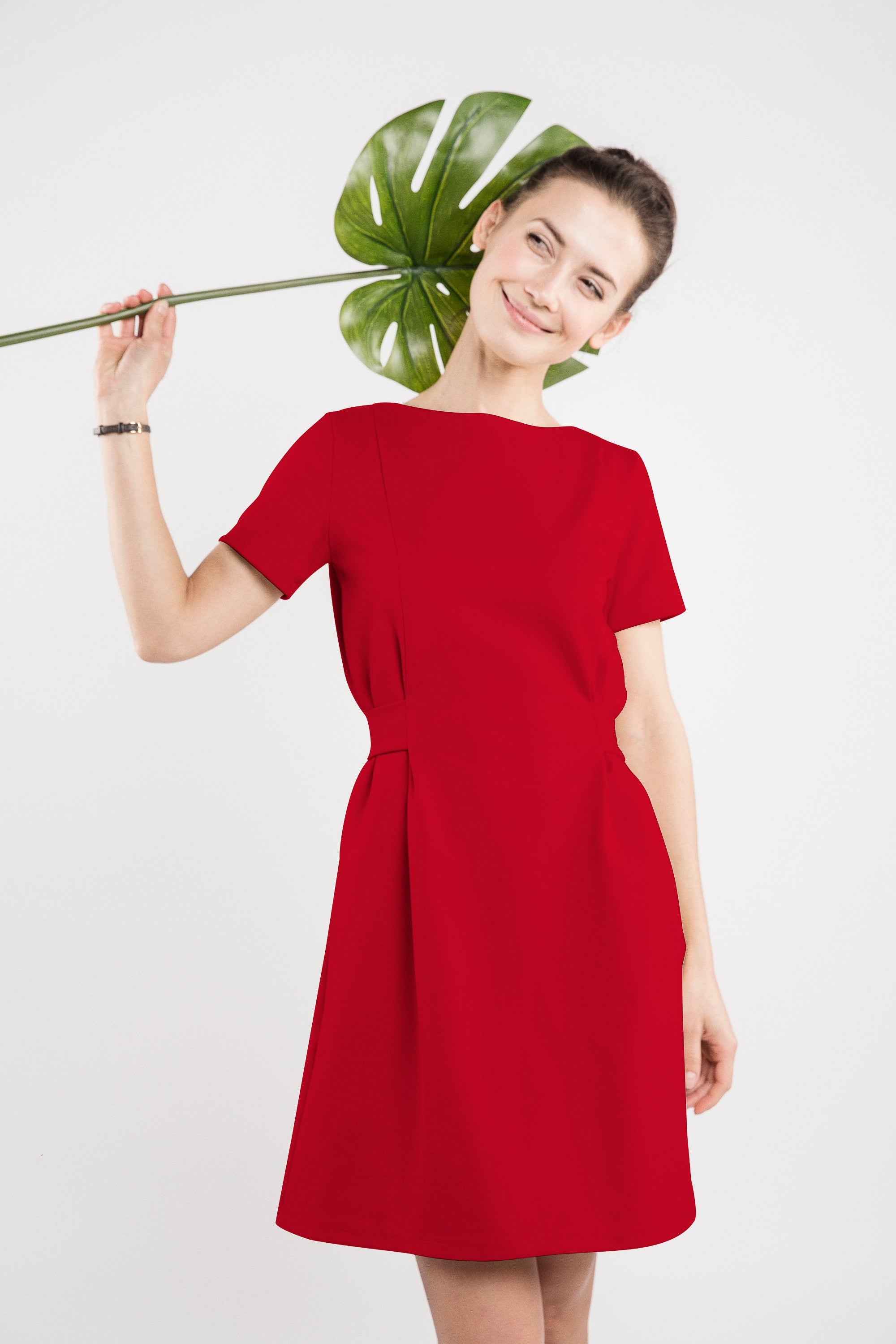LOLITA — Italian Punto Milano Knit Dress, Red