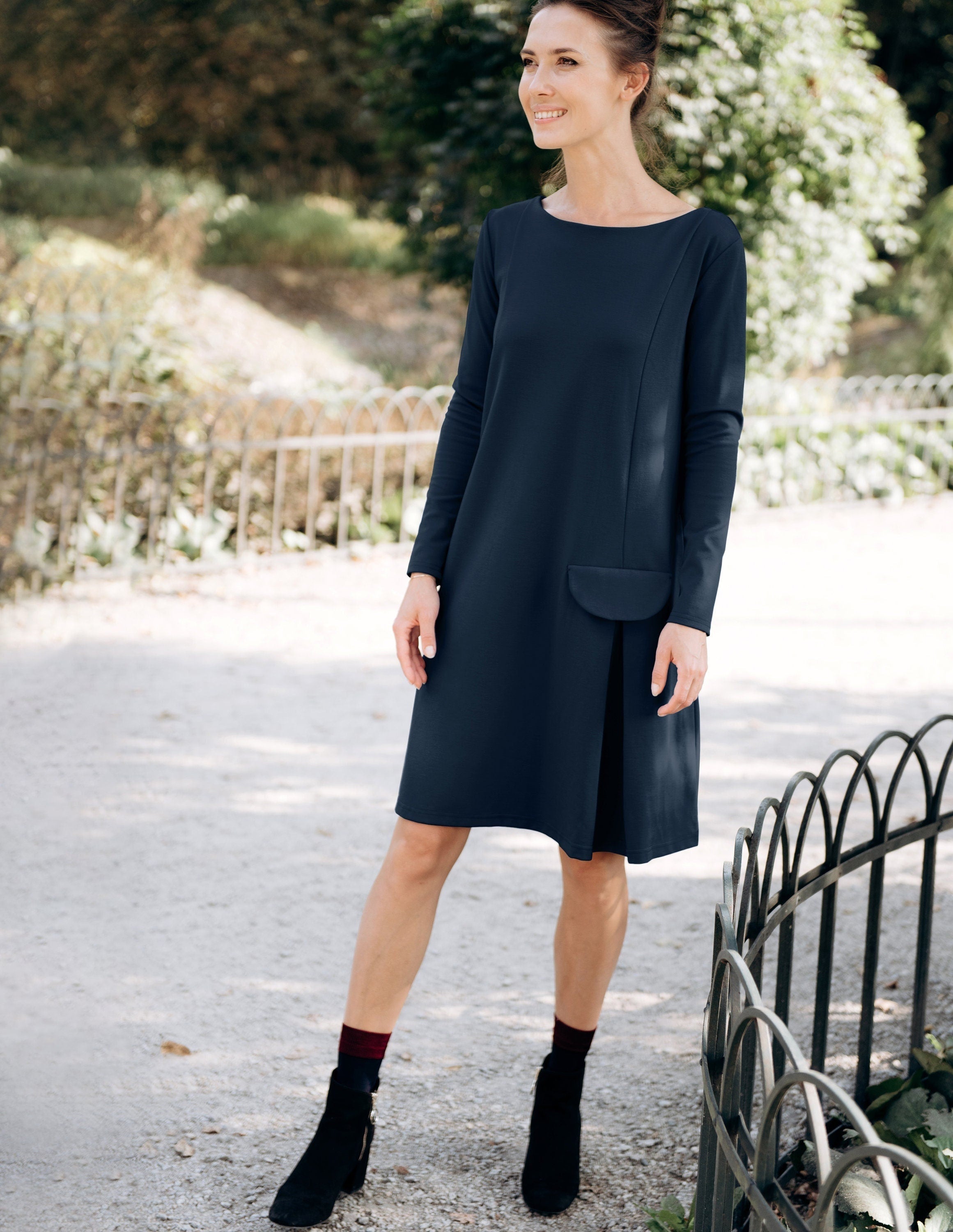 LOVELY — Italian Punto Milano Knit Dress, Black