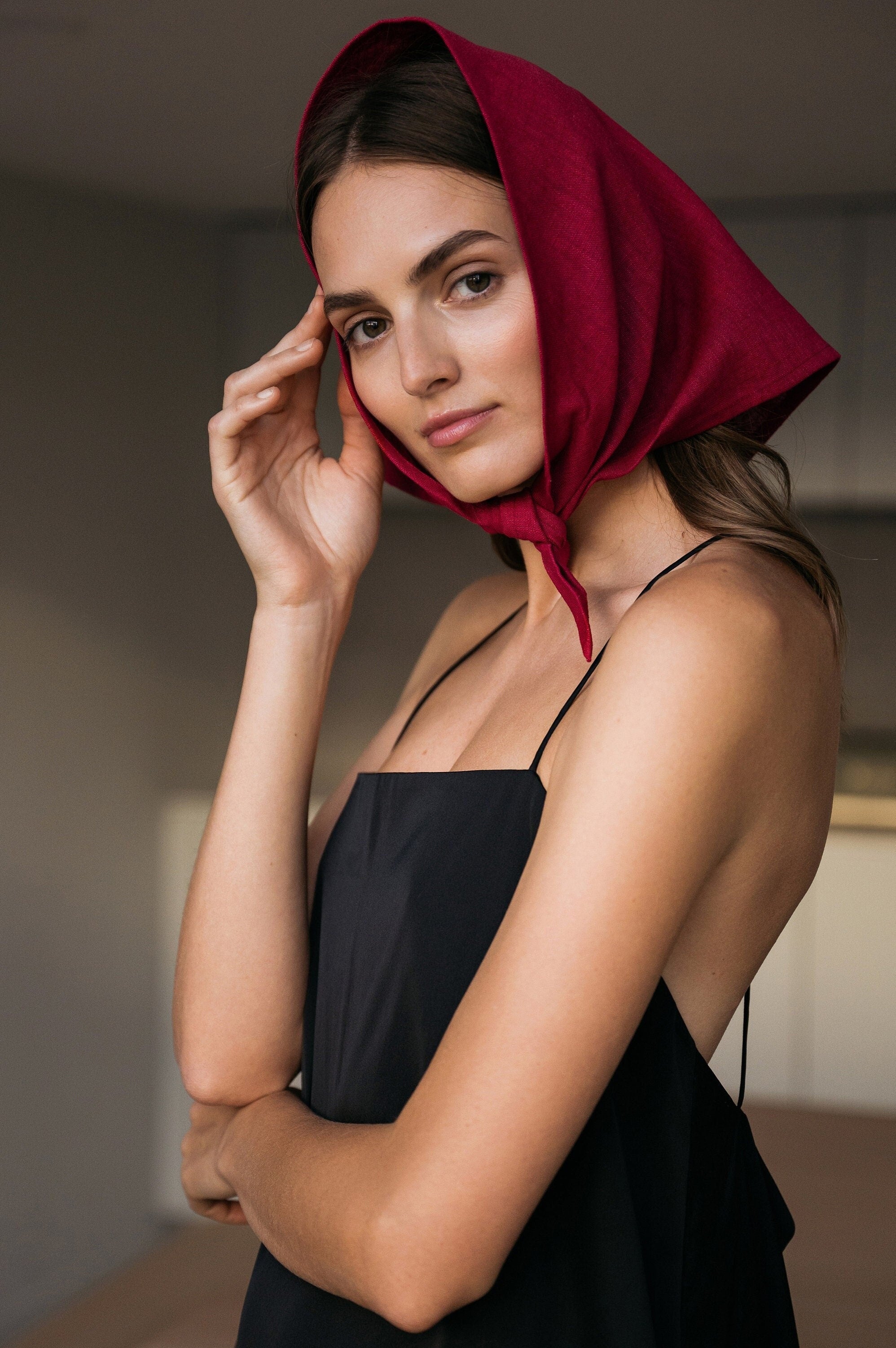 NATURE — Cerise Linen Bandana