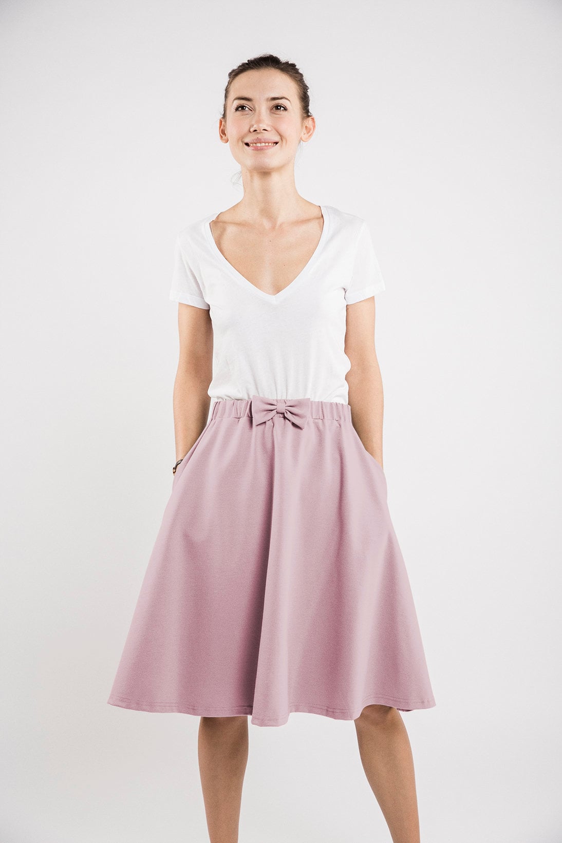 CINDY — Soft Jersey A-Line Knee-Length Skirt, Mint (L)