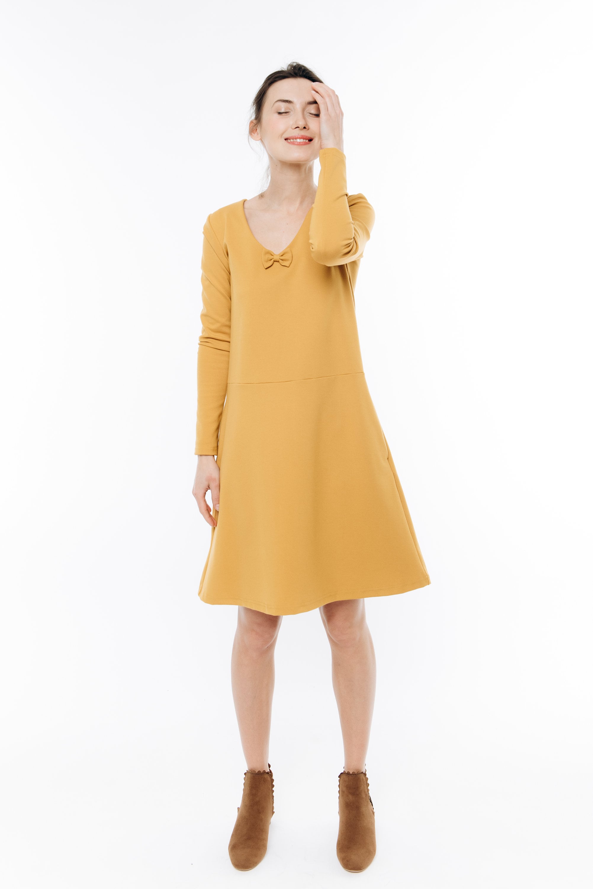 SUN — Robe trapèze en maille Punto Milano italienne à nœud