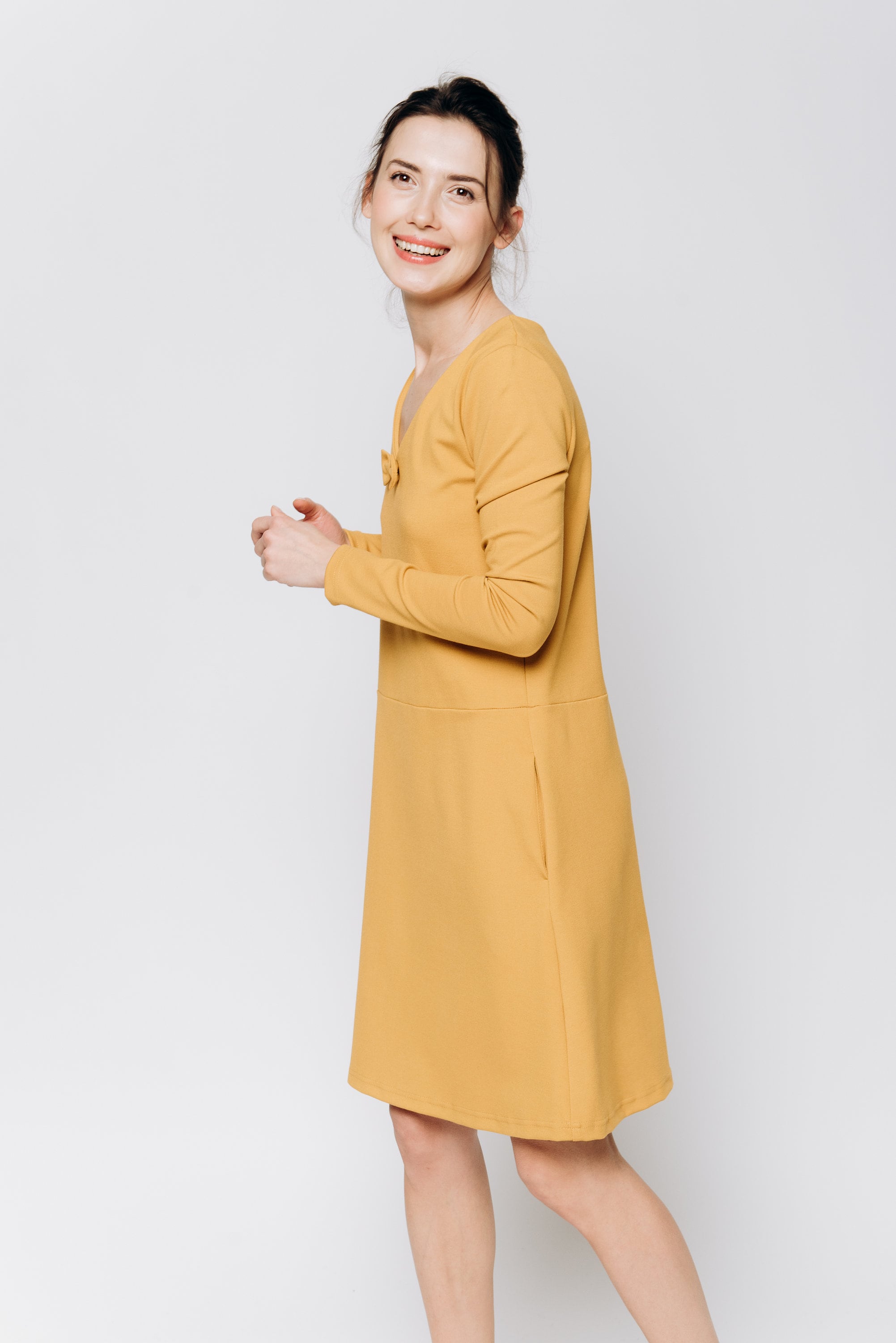 SUN — Robe trapèze en maille Punto Milano italienne à nœud