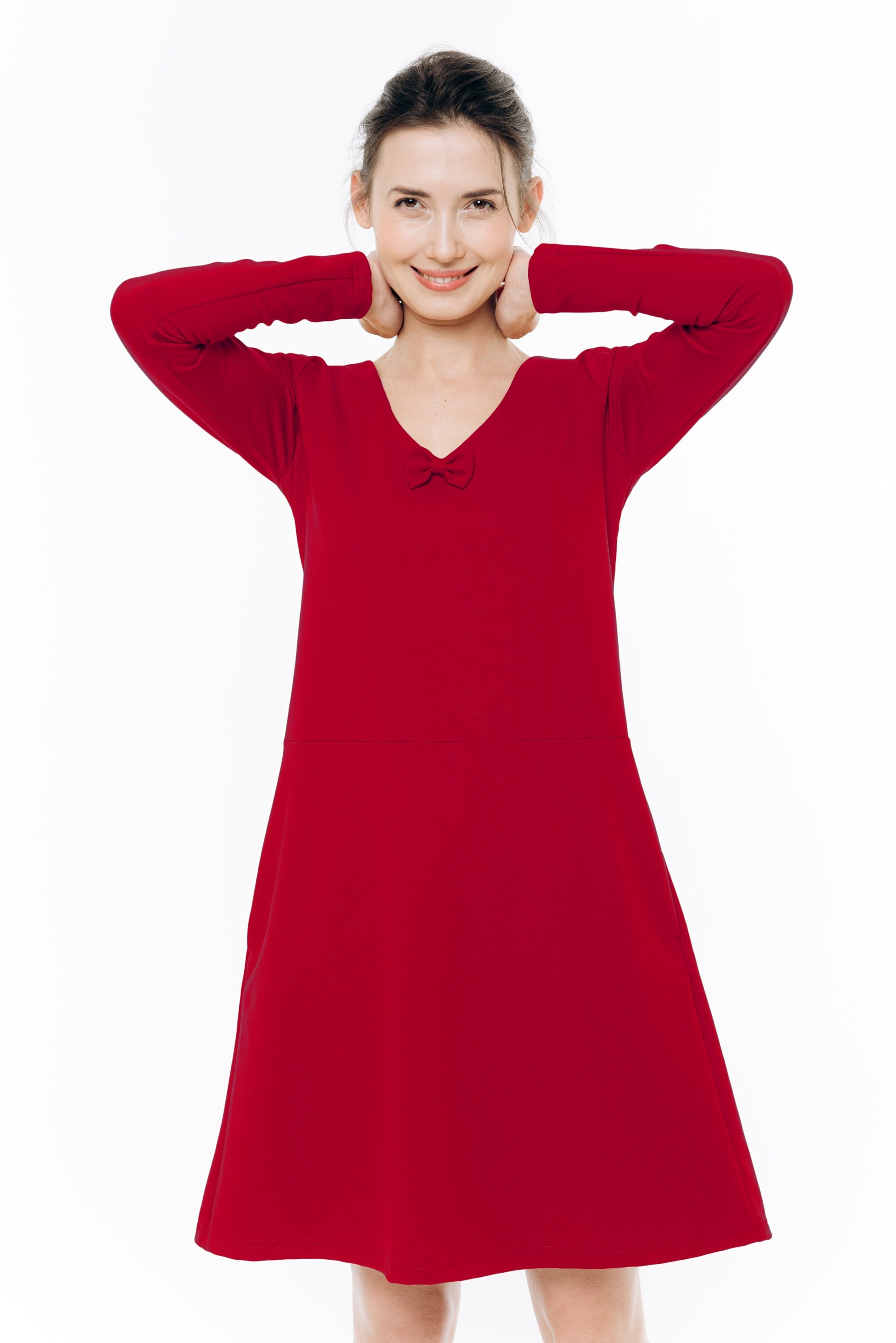 SUN — Robe trapèze en maille Punto Milano italienne à nœud