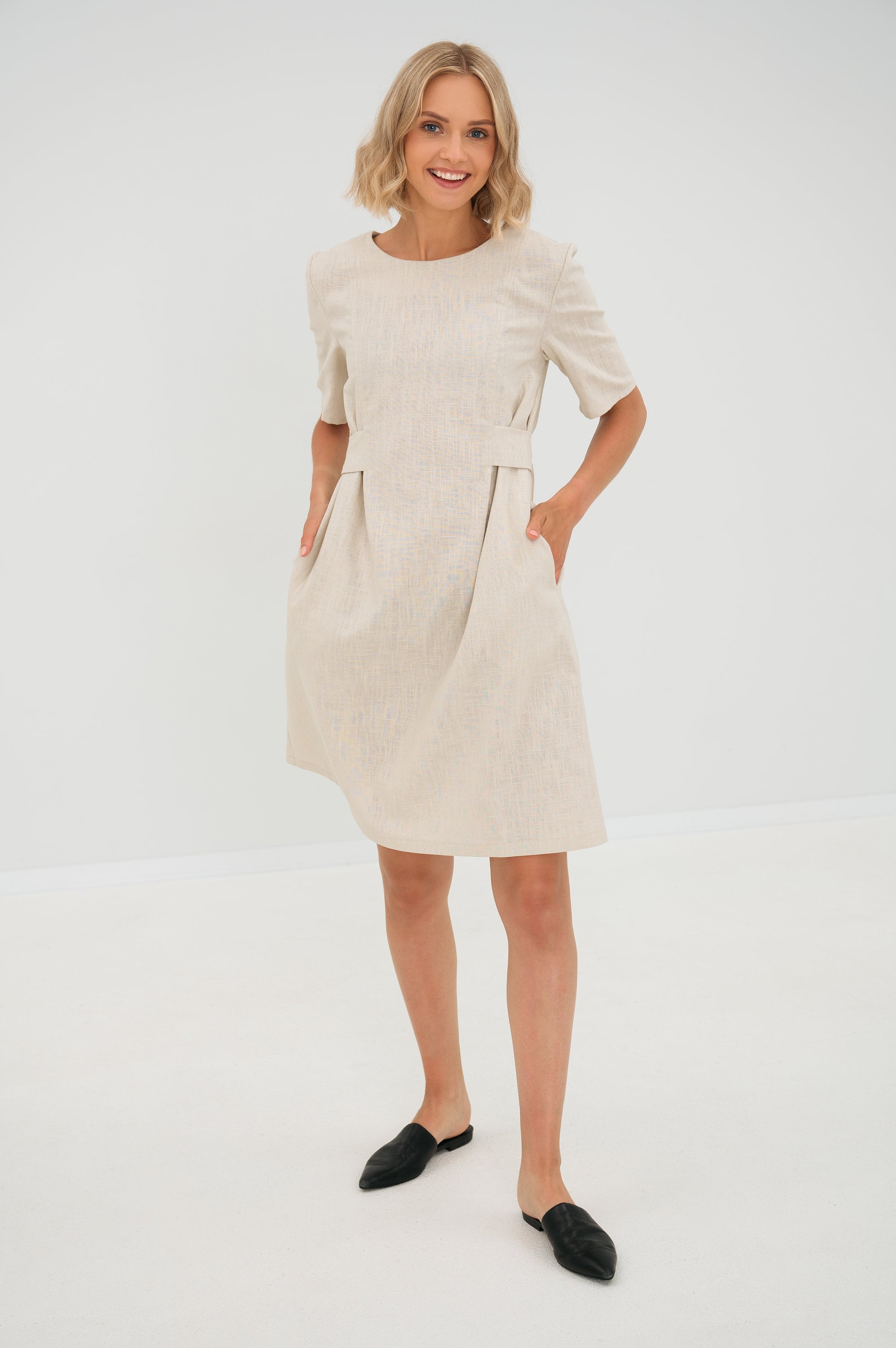 LOLITA — Stonewashed-Leinenkleid, Tiefblau (L)