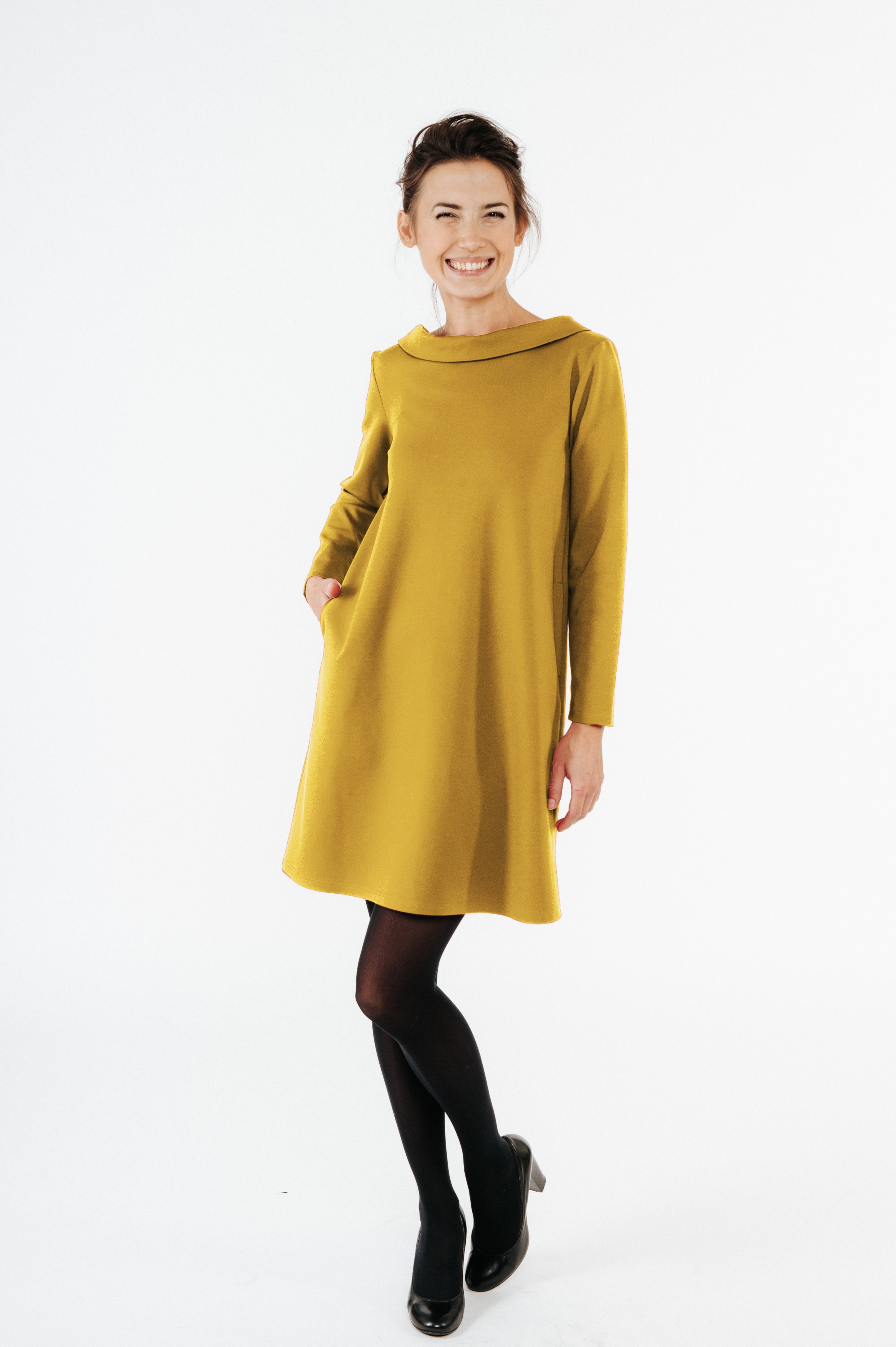 STORY — Italian Knit Midi Dress — Yellow#Color_Yellow