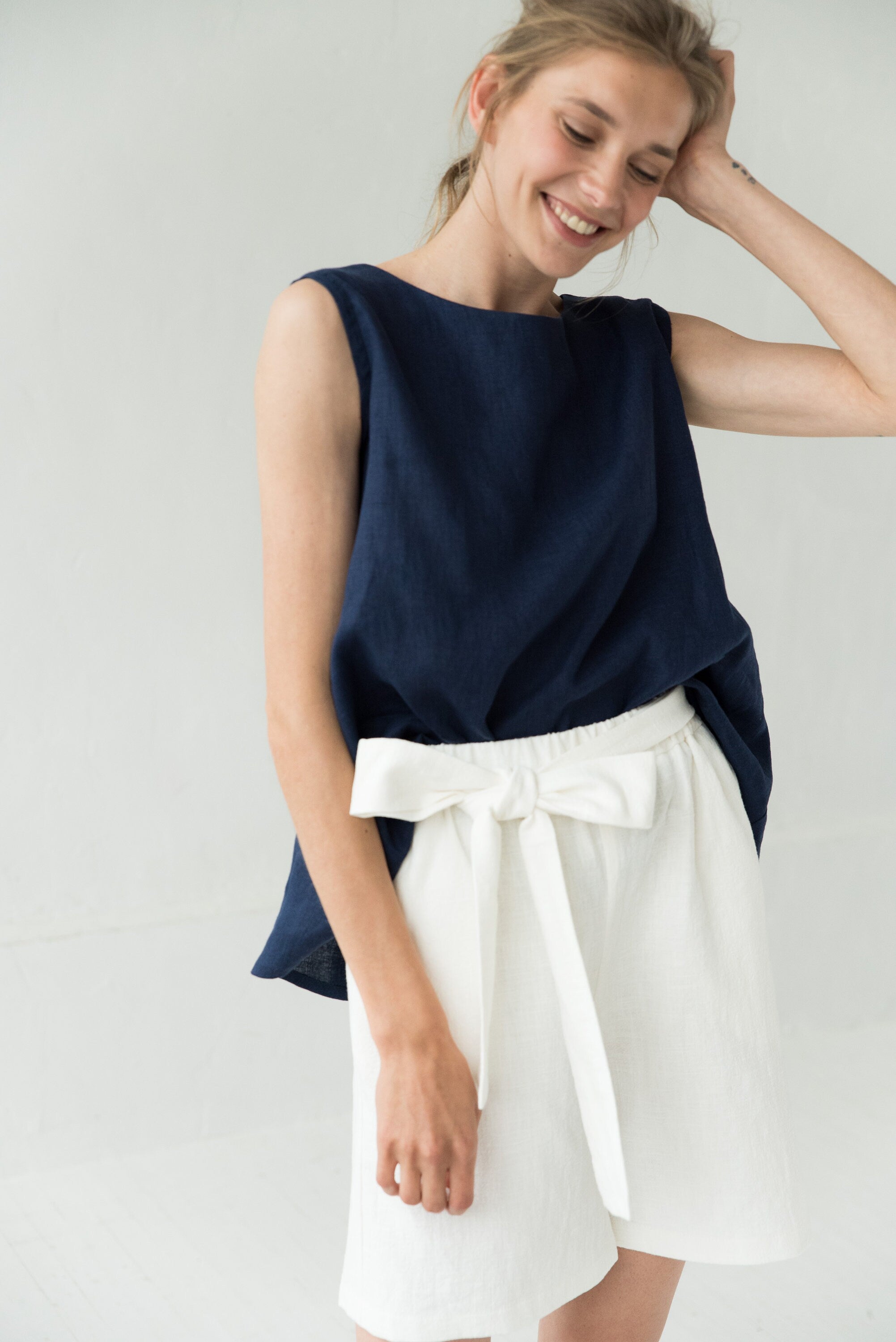 MIX & MATCH — High-Waisted Linen Shorts