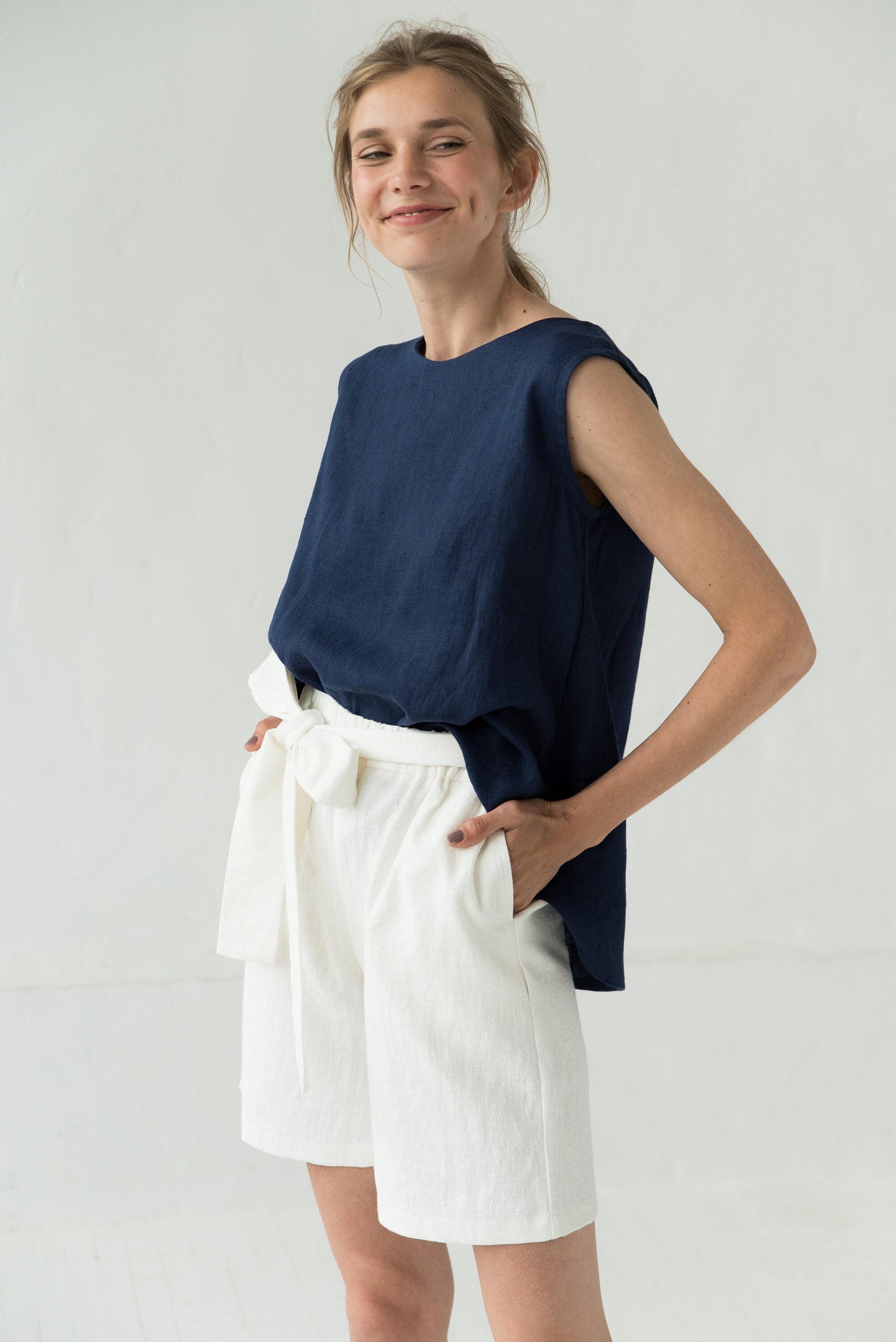 MIX & MATCH — High-Waisted Linen Shorts
