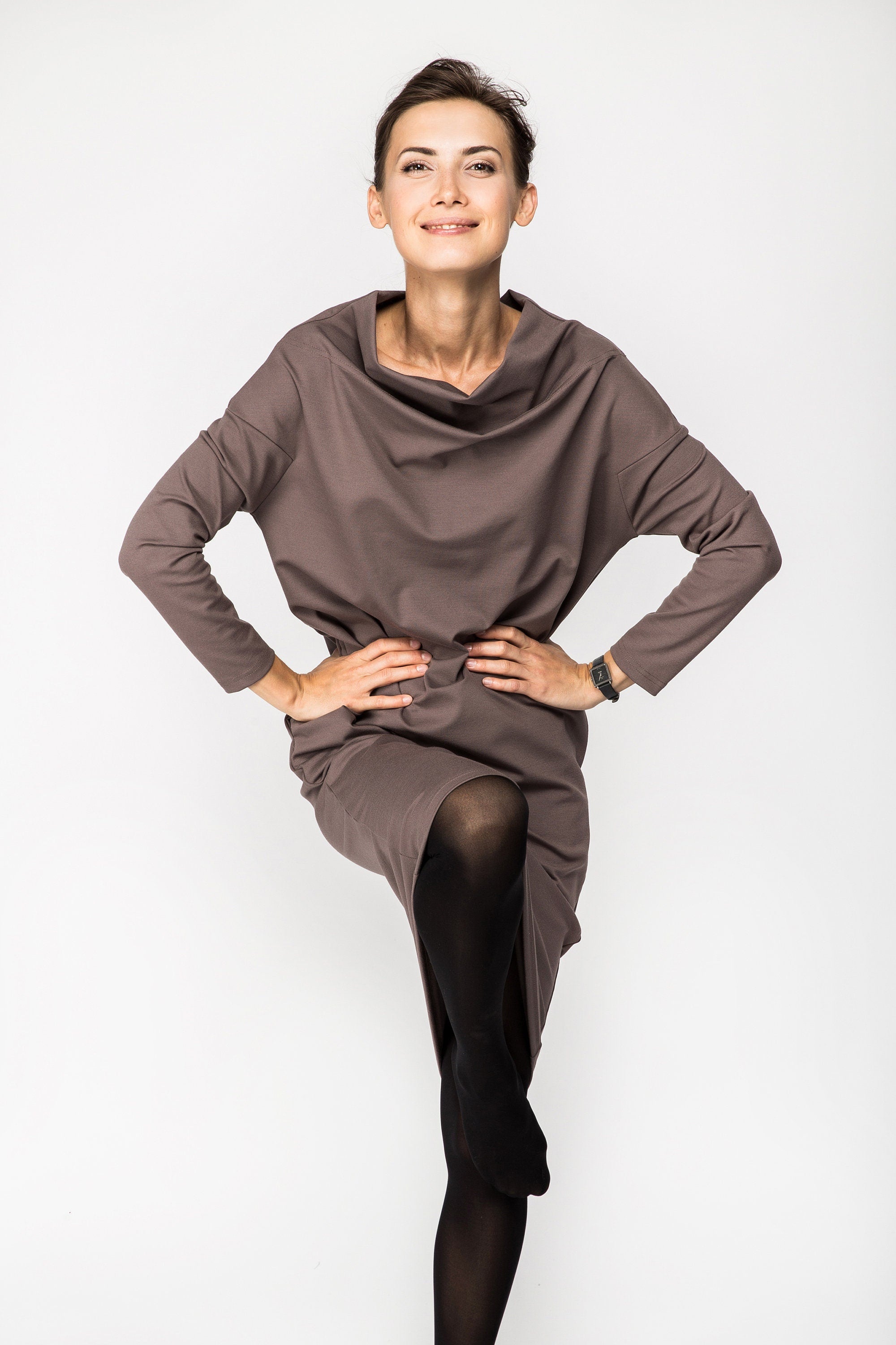 TUBE — Robe mi-longue en maille Punto Milano italienne