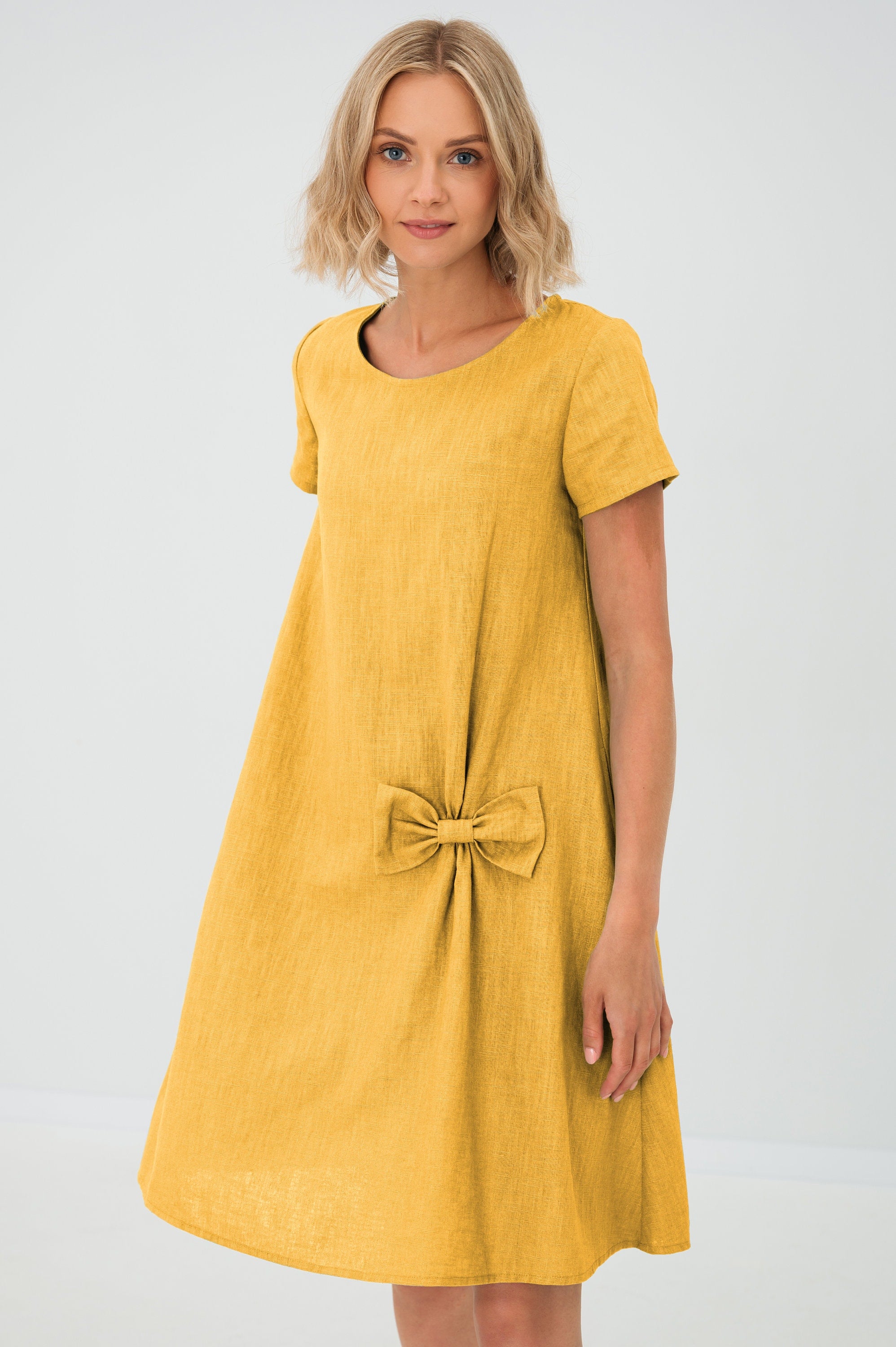 SUMMER KISS — Robe trapèze en lin à nœud