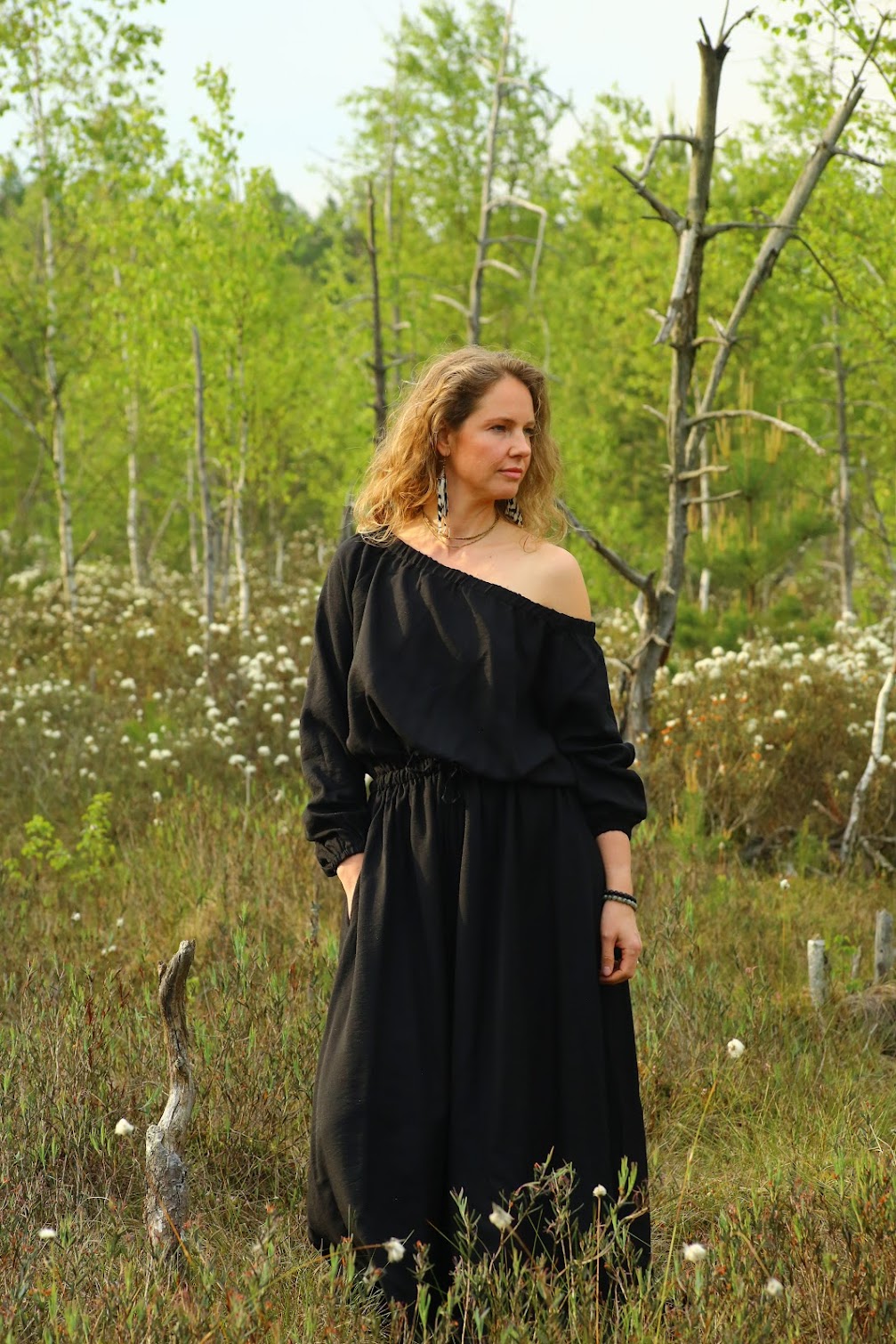 JULEJA — Linen Off-Shoulder Maxi Dress