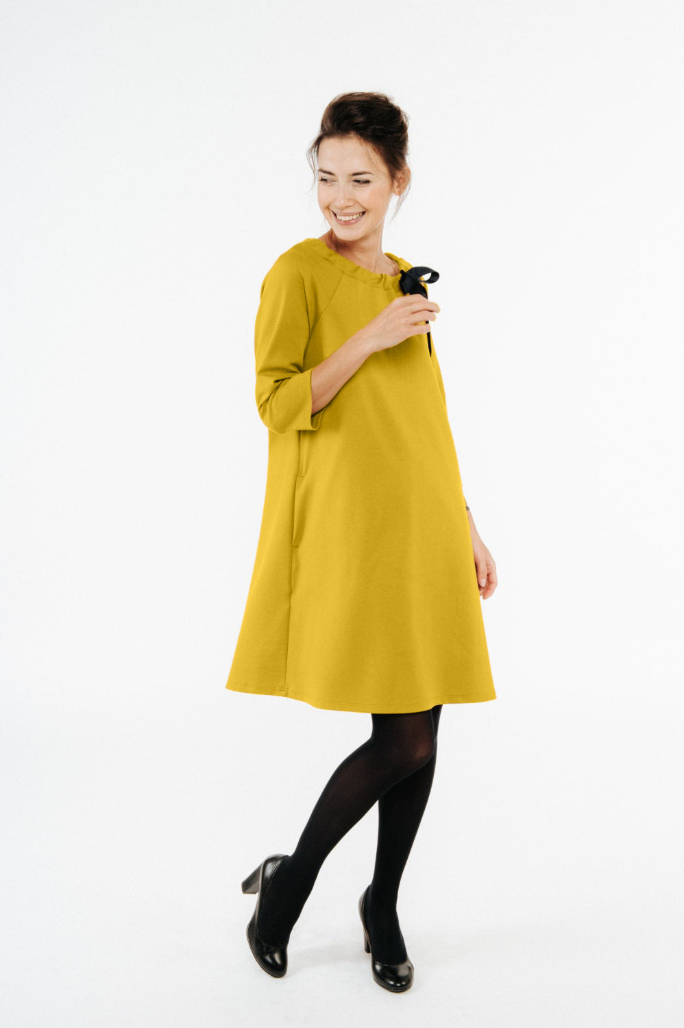 FRENCH — Italienisches Punto-Milano-Strickkleid in A-Linie