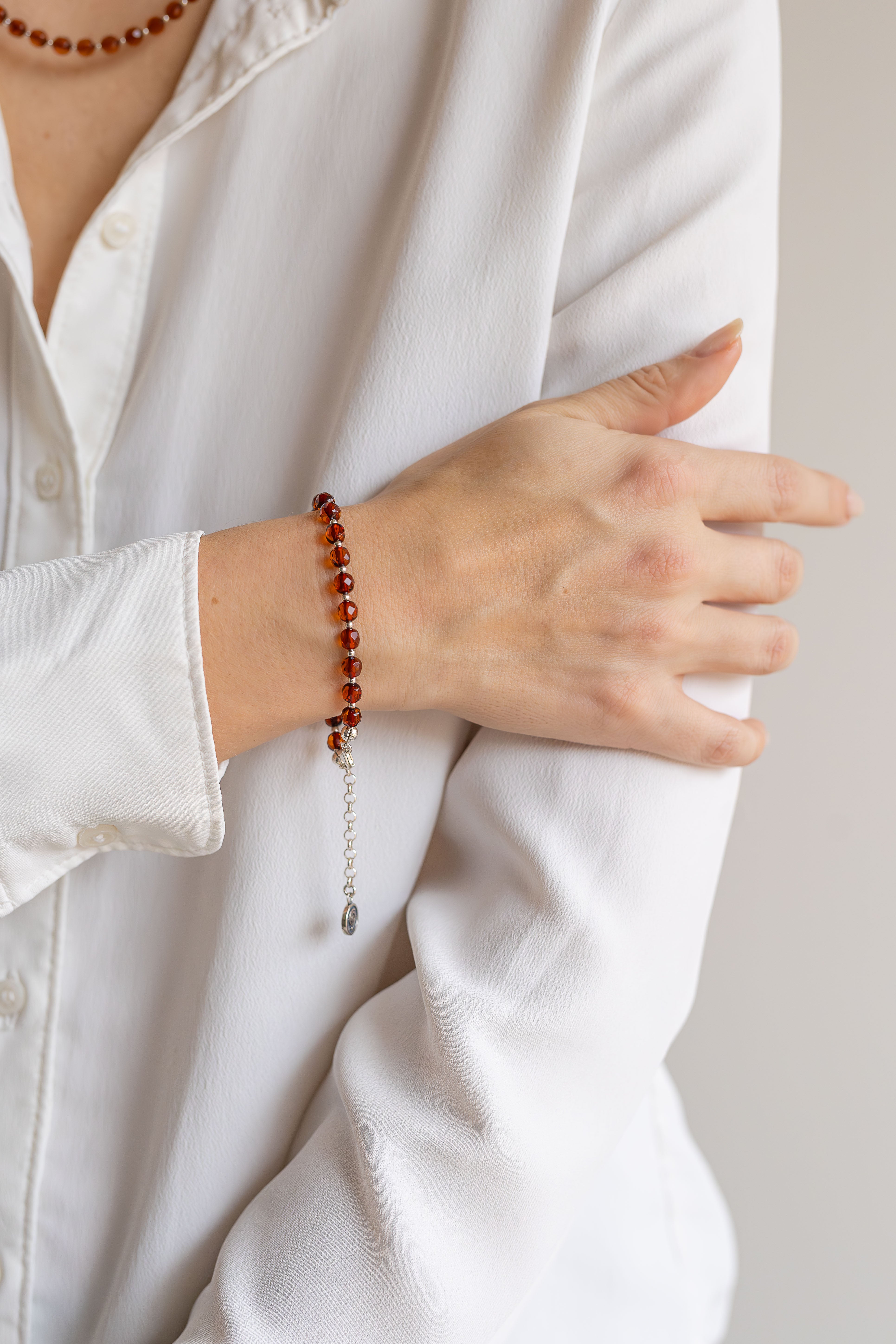SUN STORIES — Cognac Baltic Amber & Silver Bracelet
