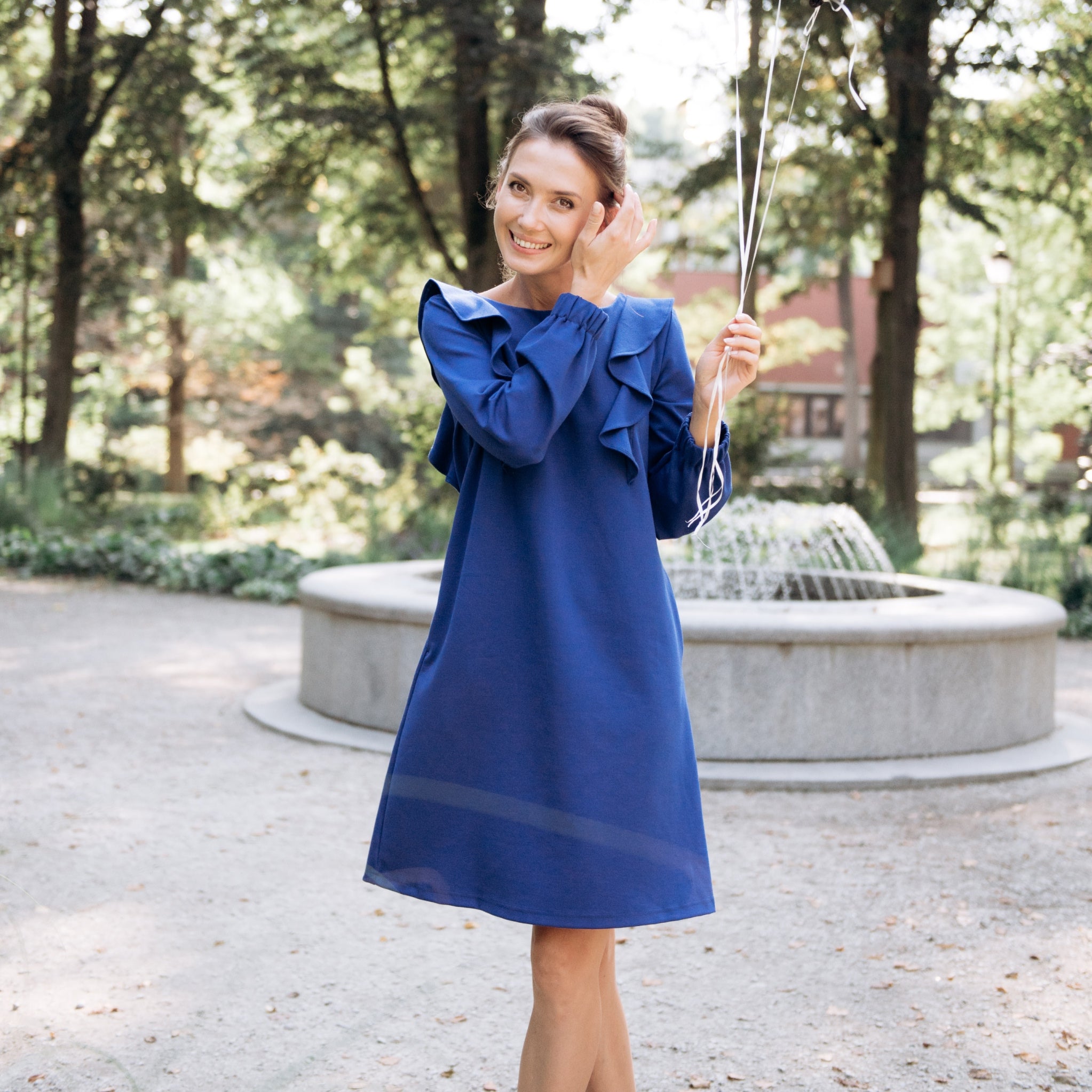 BUTTERFLY — Italienisches Punto-Milano-Strickkleid in A-Linie