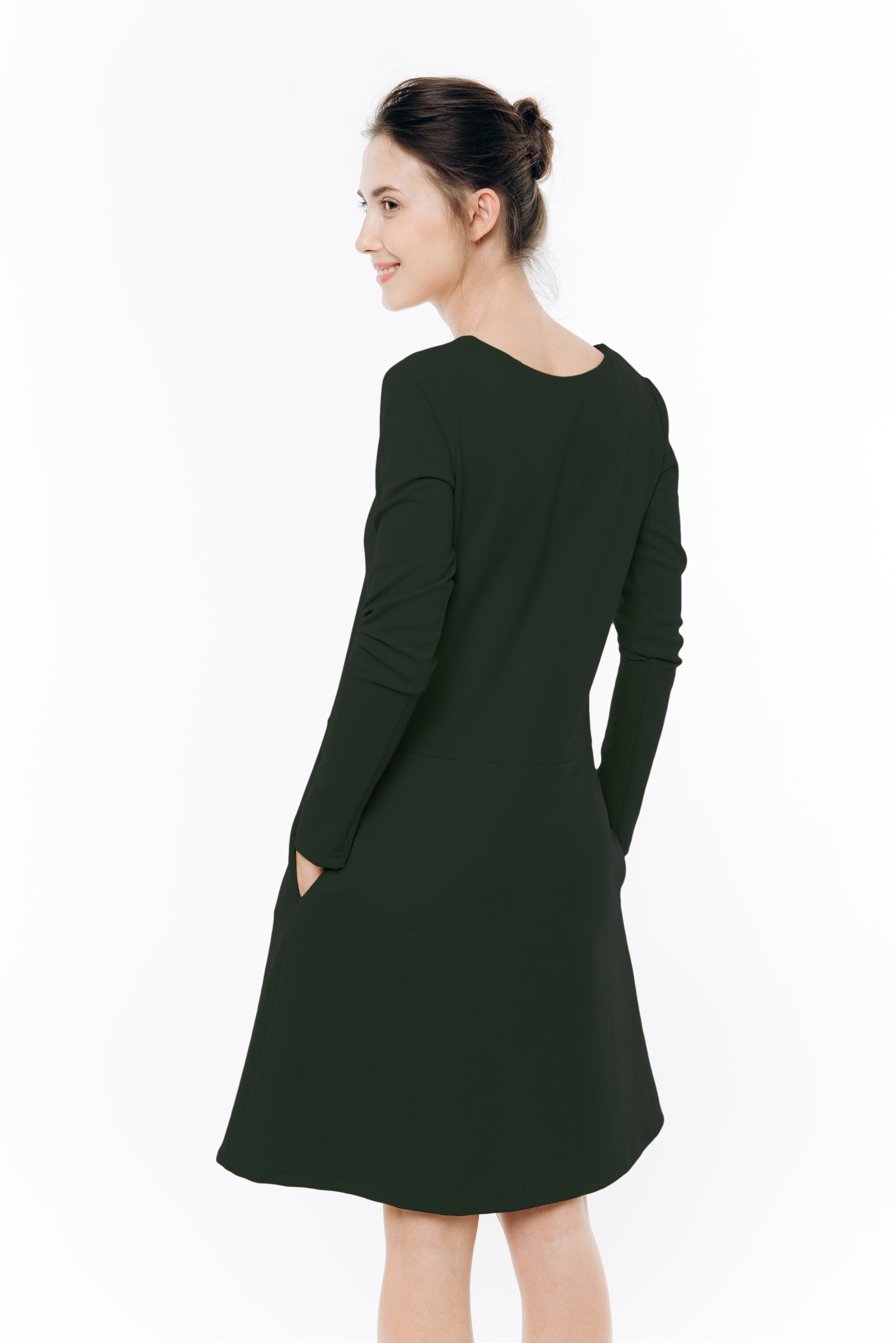 SUN — Robe trapèze en maille Punto Milano italienne à nœud
