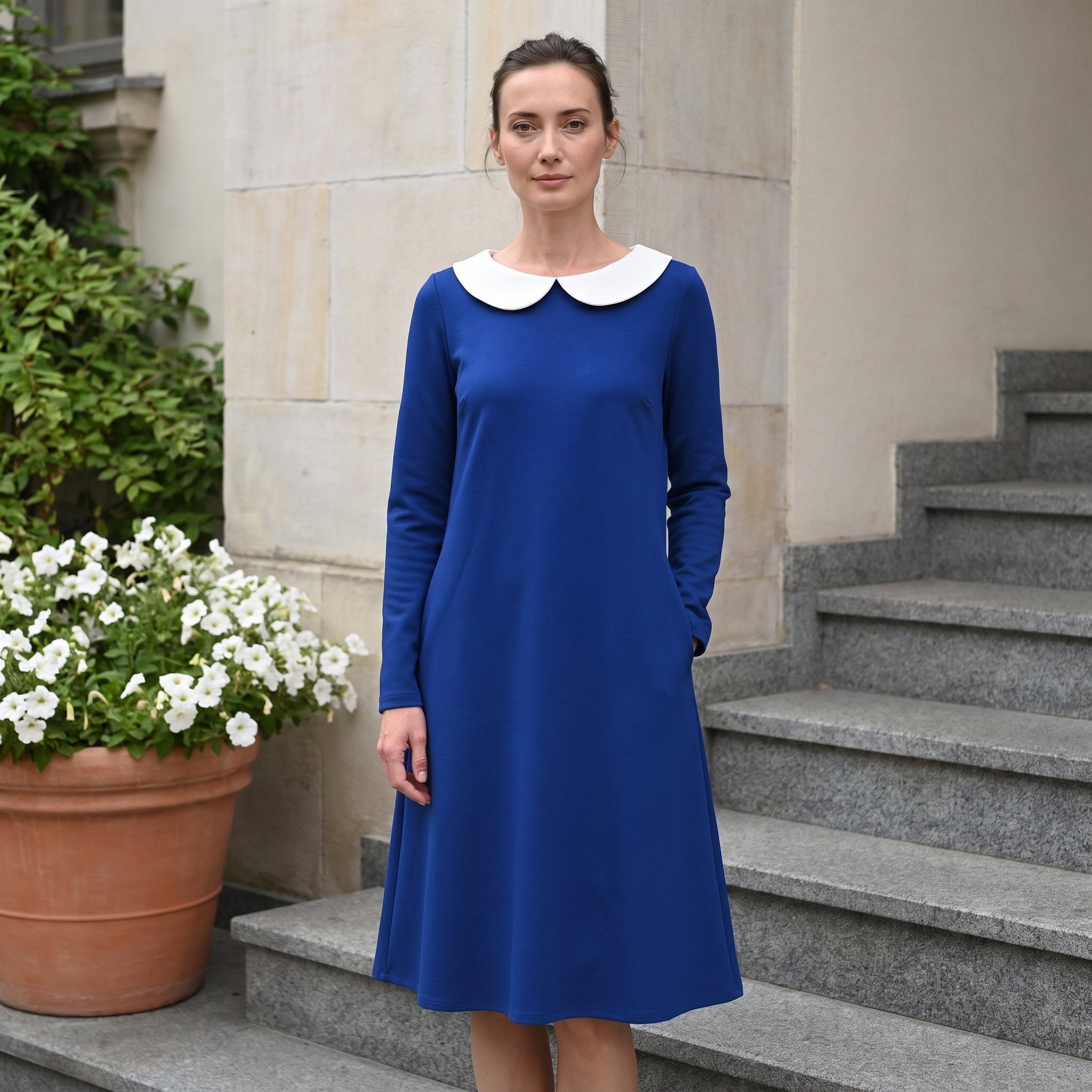 LOVER — Italian Punto Milano Knit Collar Dress