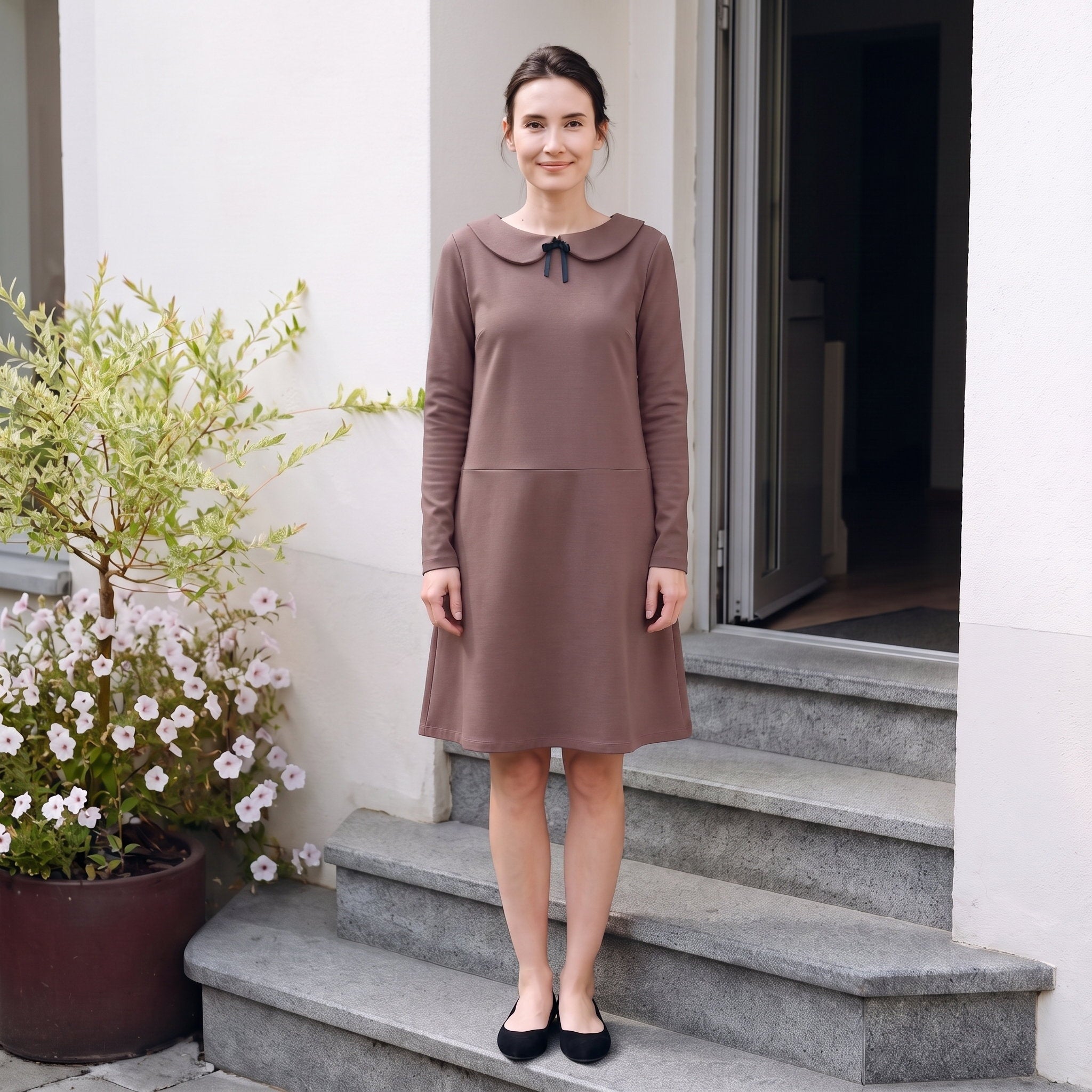 PARISIAN — Italian Punto Milano Knit Collar Dress