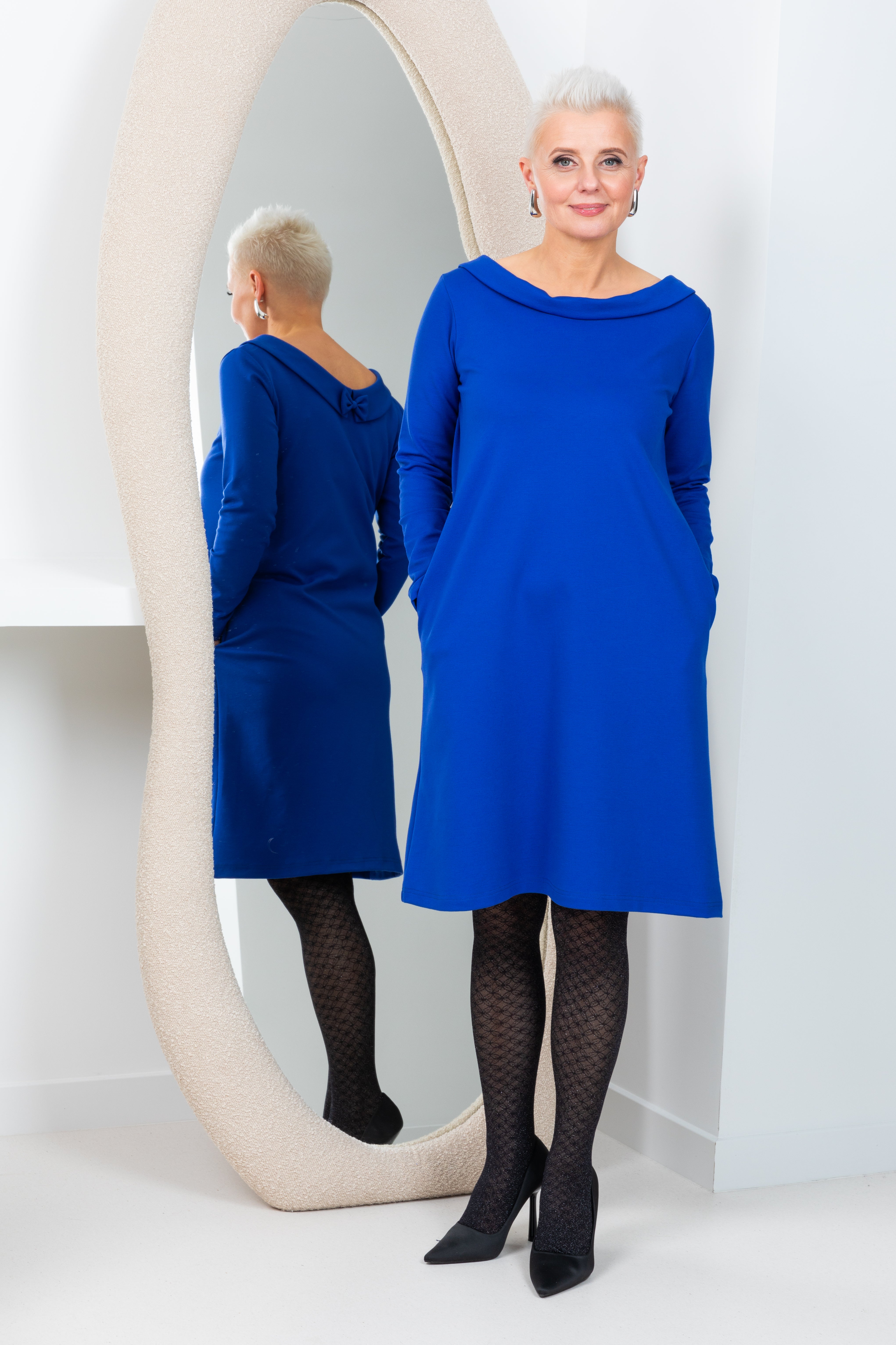 STORY — Italian Knit Midi Dress — Blue#Color_Blue