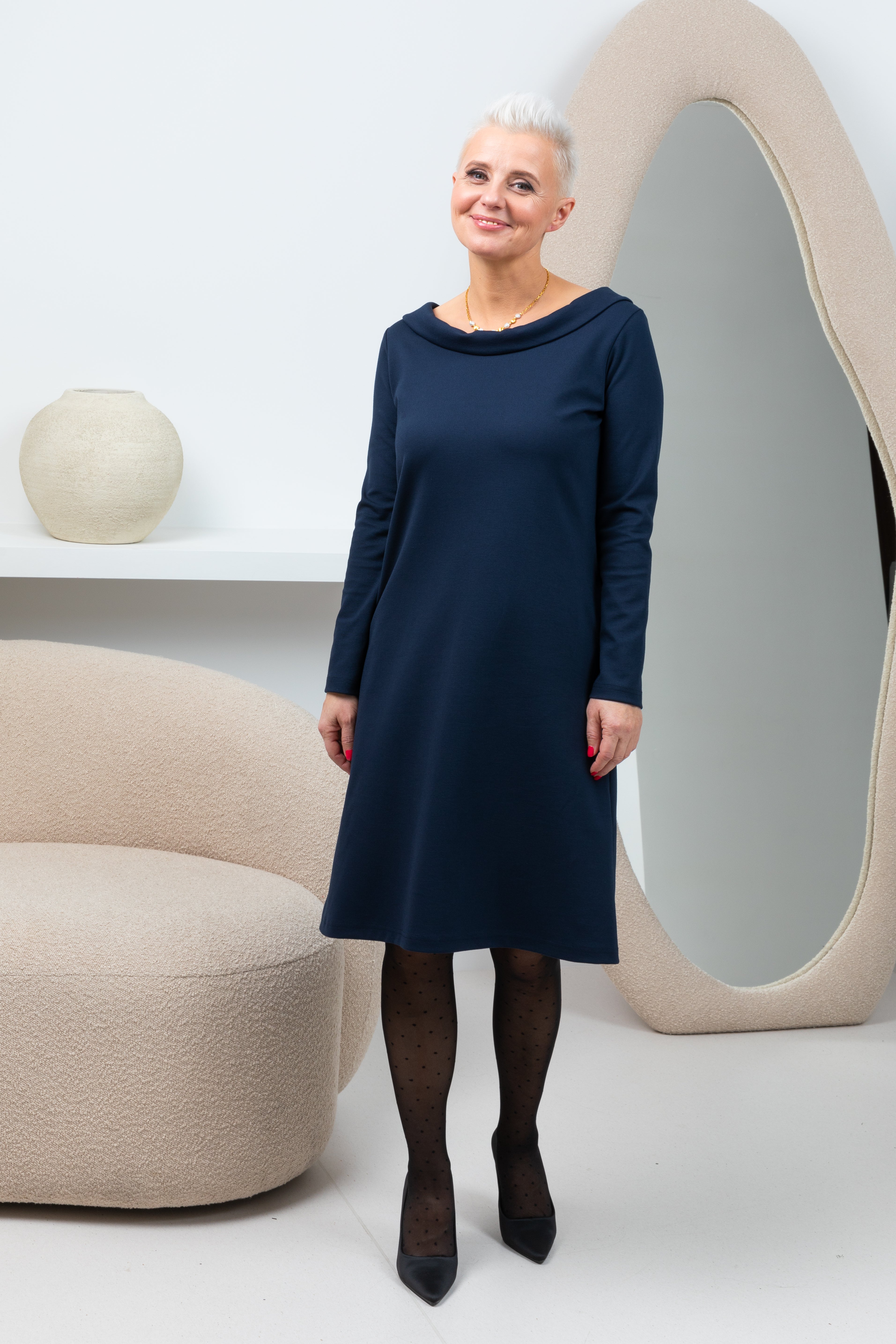 STORY — Italian Knit Midi Dress — Deep blue#Color_Deep blue
