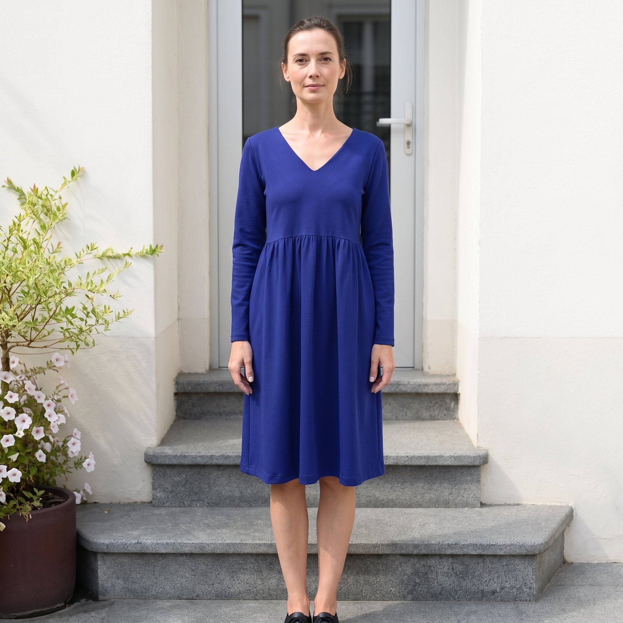 SUNSHINE — italiensk strikkjole i Punto Milano-stof