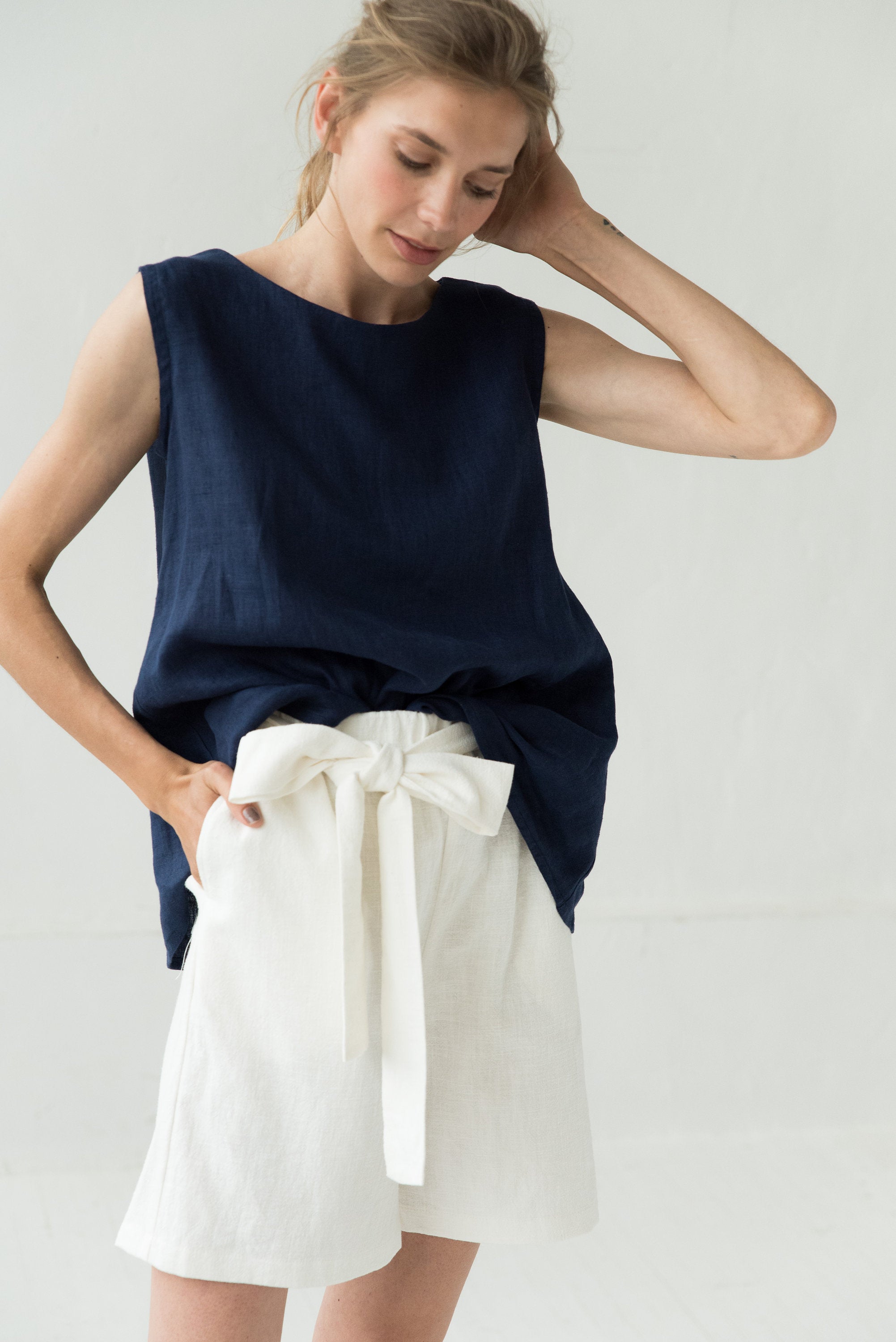 MIX & MATCH — High-Waisted Linen Shorts