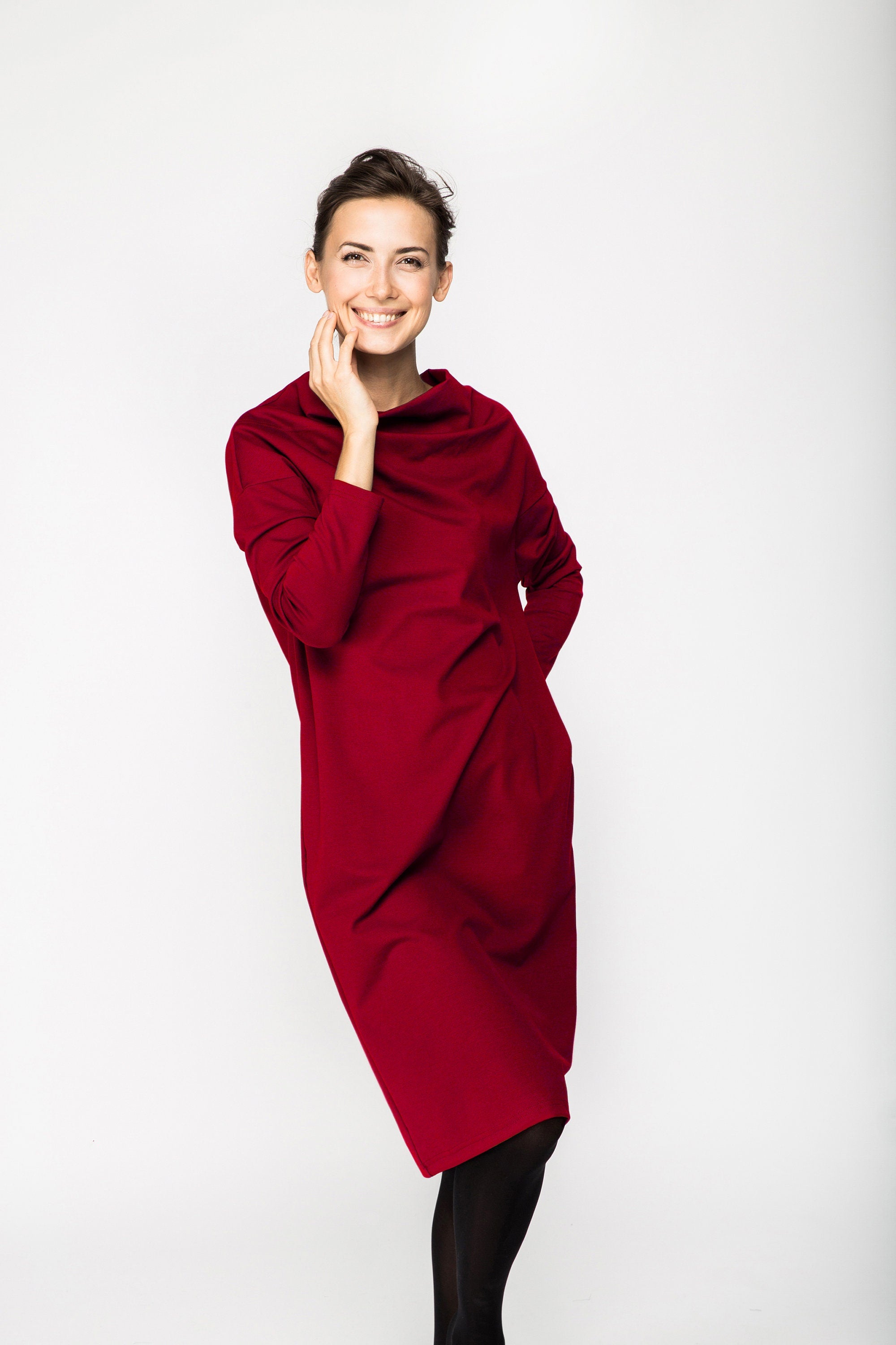 TUBE — Robe mi-longue en maille Punto Milano italienne