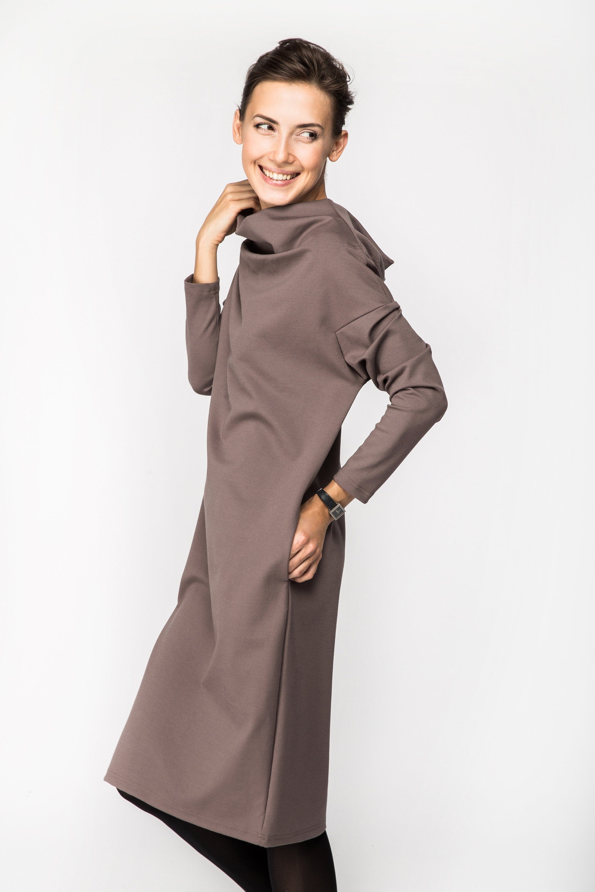 TUBE — Robe mi-longue en maille Punto Milano italienne