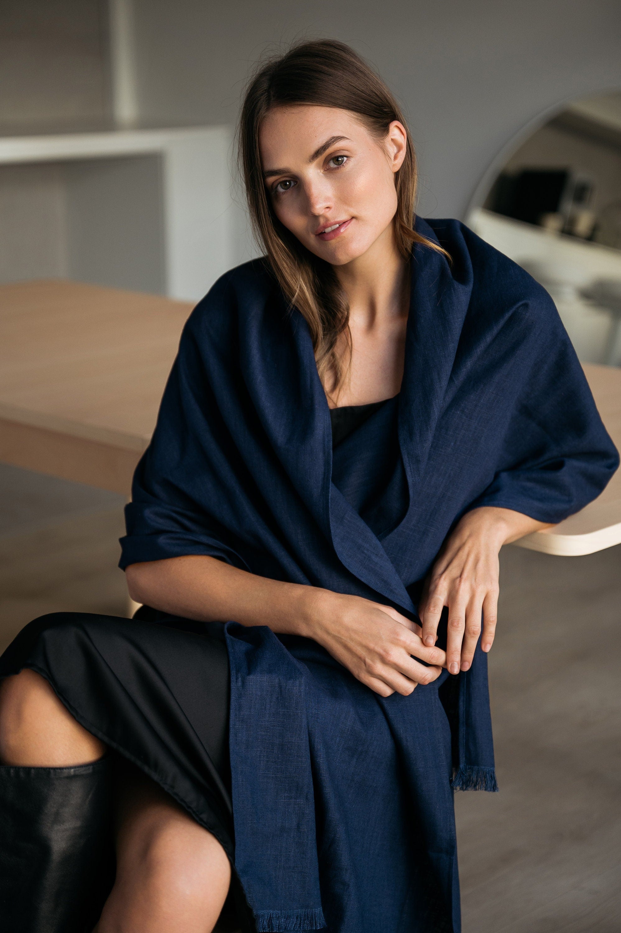 BIG SHADOW — Soft Linen Scarf Wrap