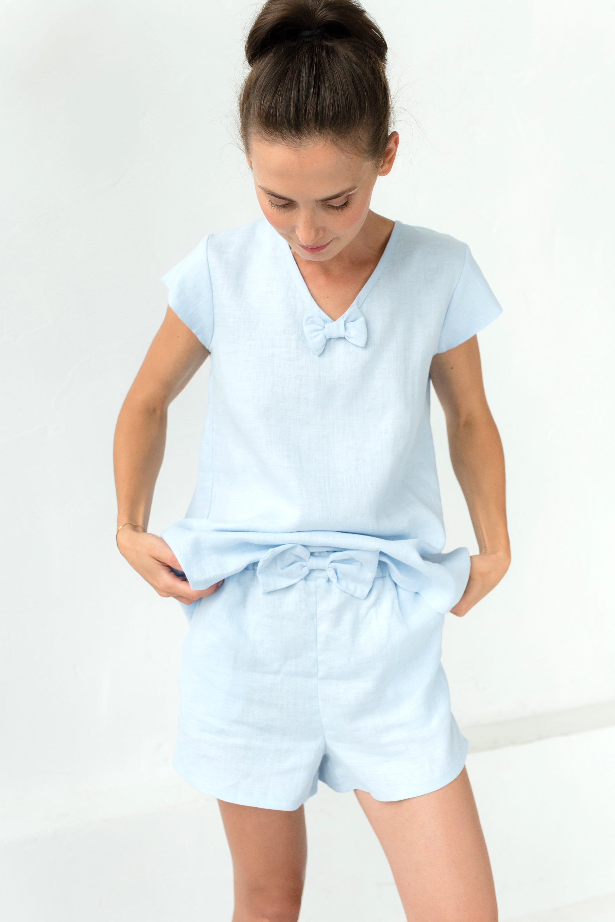 LOVE & SLEEP — Linen Top & Shorts Set