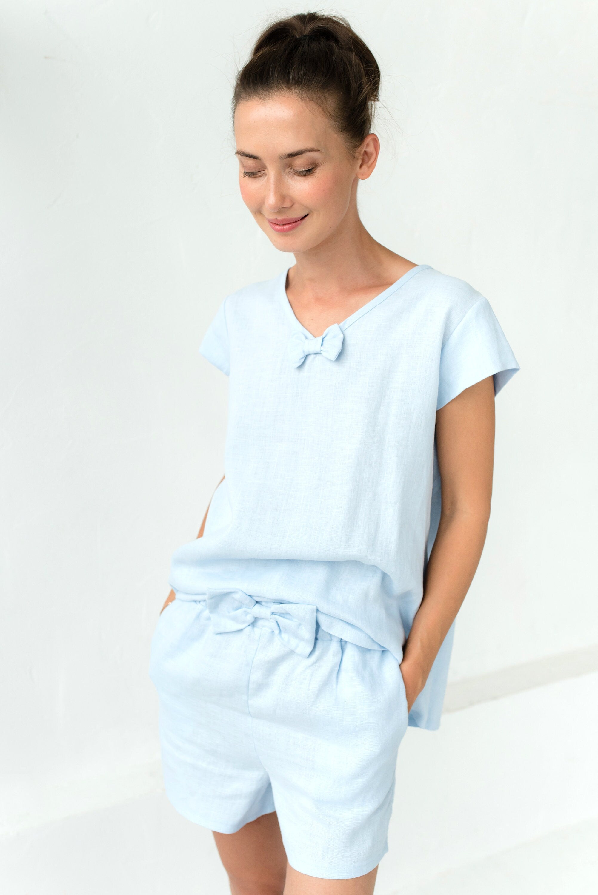 LOVE & SLEEP — Linen Top & Shorts Set